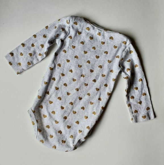 Carter's Grey Onesie with Gold Heart Print - Picture 7 of 7